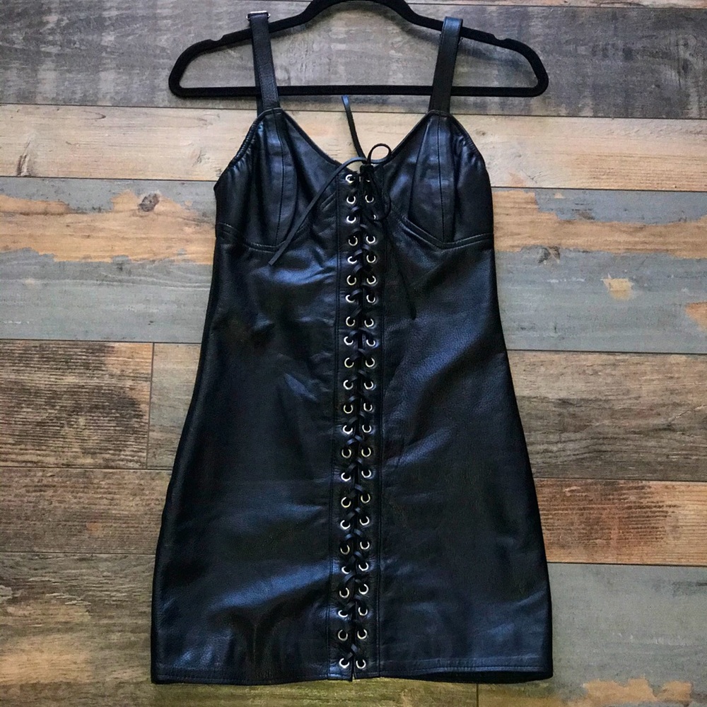 City Slicker leather mini “Free People” dress